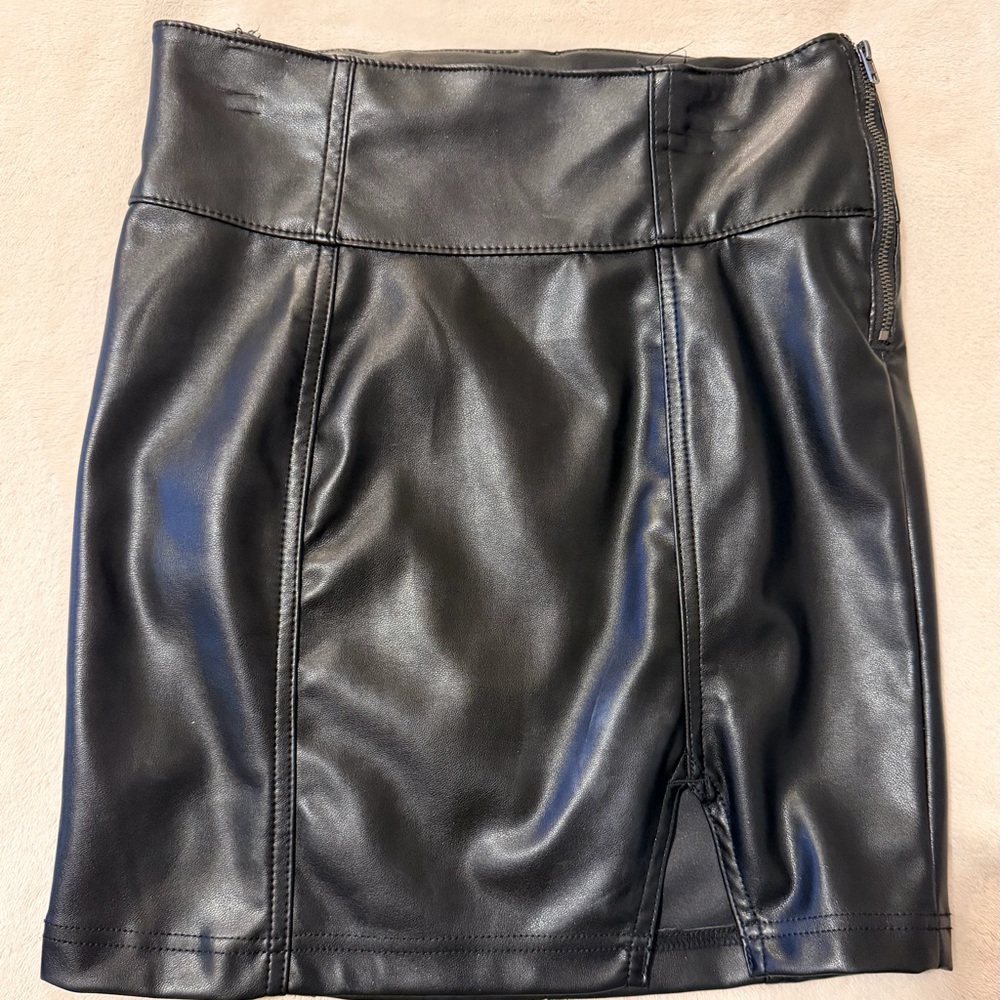 SO Black Faux Leather Mini Skirt